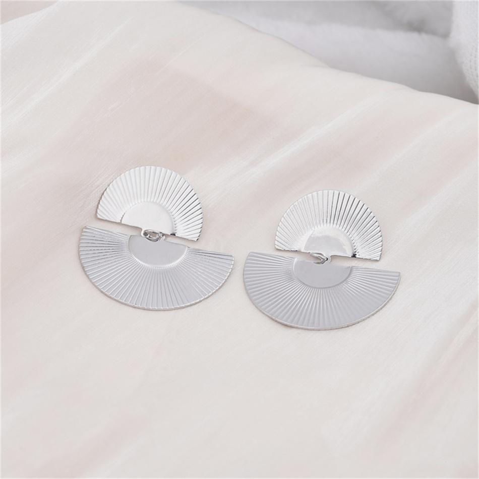 Персонализированные Геометрические Листья Ажурные Креативные Преувеличенные Ретро Тяжелый Металл Серьги-капли Веерной Формы Ювелирные Изделия серебряный