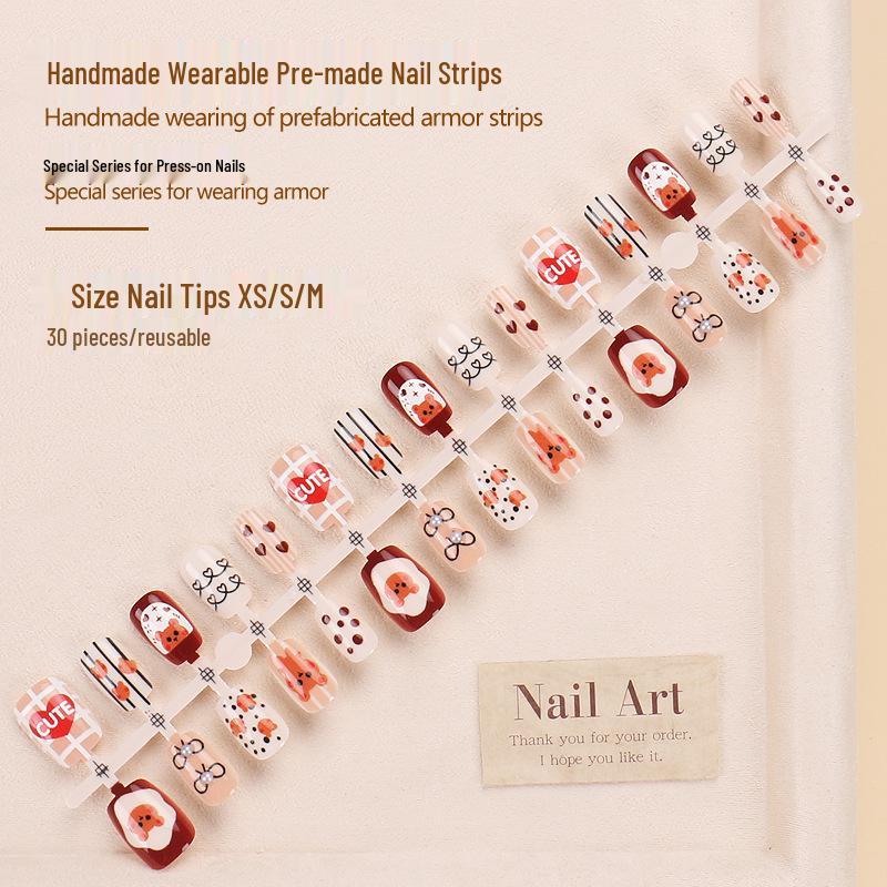 Student Wearable Short Cute Cartoon Bear Handmade Nail Art Patches - Douyin Hot Style Fake Nails Glue Kit
Student Wearable Short Cute Cartoon Bear Handmade Nail Art Patches - Douyin Hot Style Fake Nails Glue Kit