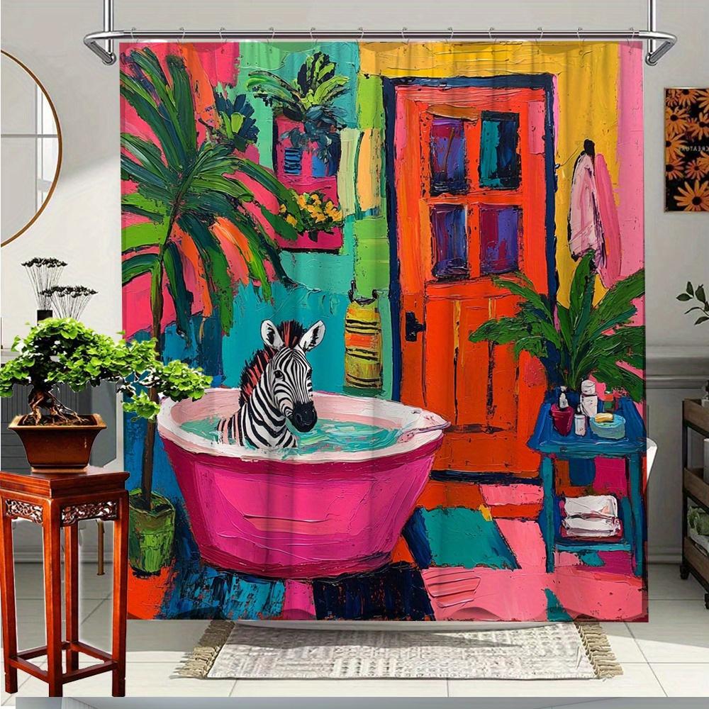 1Pc Colorful Zebra Art Shower Curtain, Creative Bathroom Decor, Polyester Fabric, Vibrant Botanical Scenery, Decorative Shower W60H190(CM)-1 Pcs
1Pc Colorful Zebra Art Shower Curtain, Creative Bathroom Decor, Polyester Fabric, Vibrant Botanical Scenery, Decorative Shower W60H190(CM)-1 Pcs