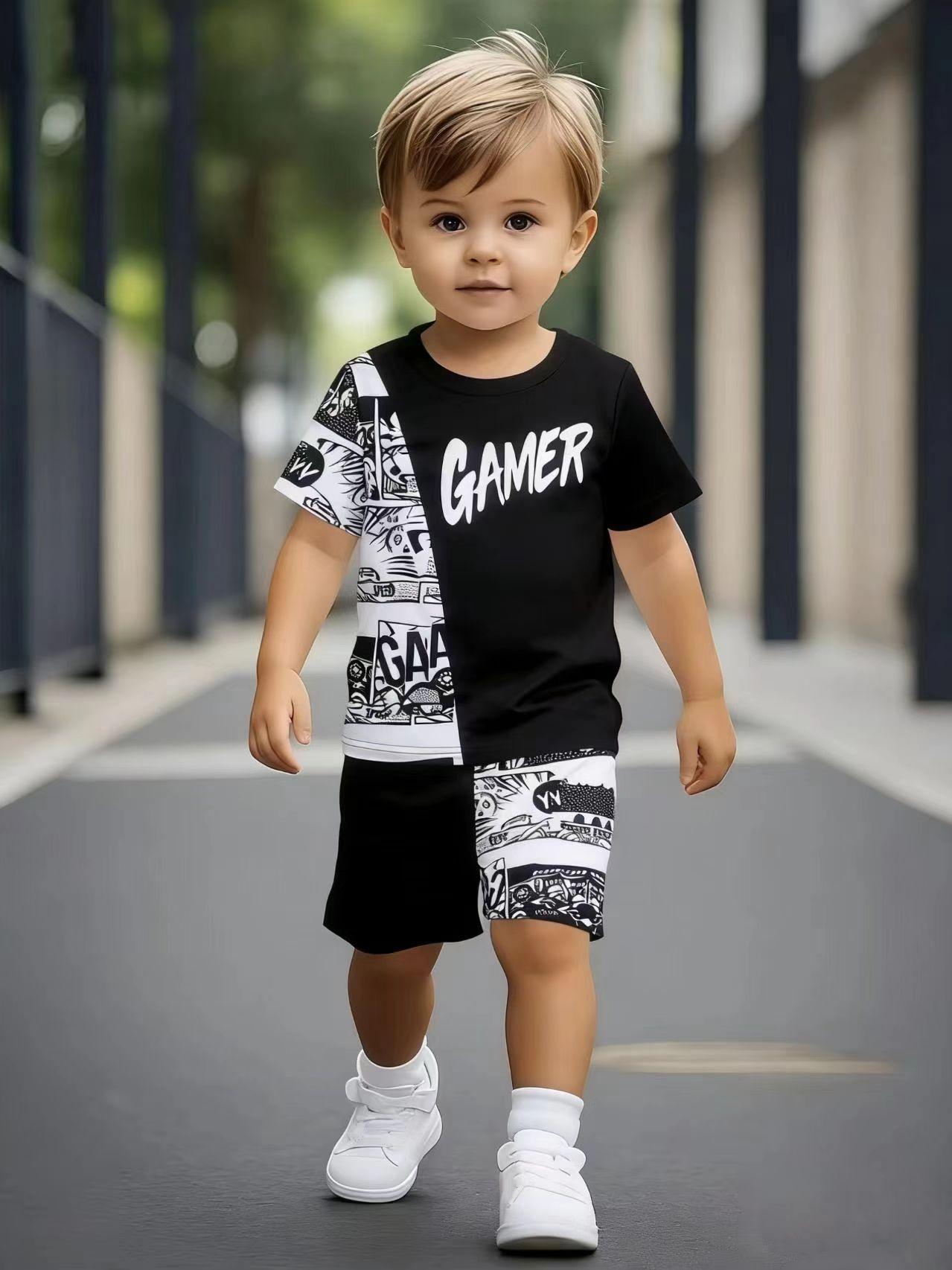 Toddler Boys Cool Gamer Comic Print 2-Piece Outfit, Summer Black & White Split Clothes for Kids, Perfect for Playwear & Outdoor 1-2Y чёрный
Toddler Boys Cool Gamer Comic Print 2-Piece Outfit, Summer Black & White Split Clothes for Kids, Perfect for Playwear & Outdoor 1-2Y чёрный