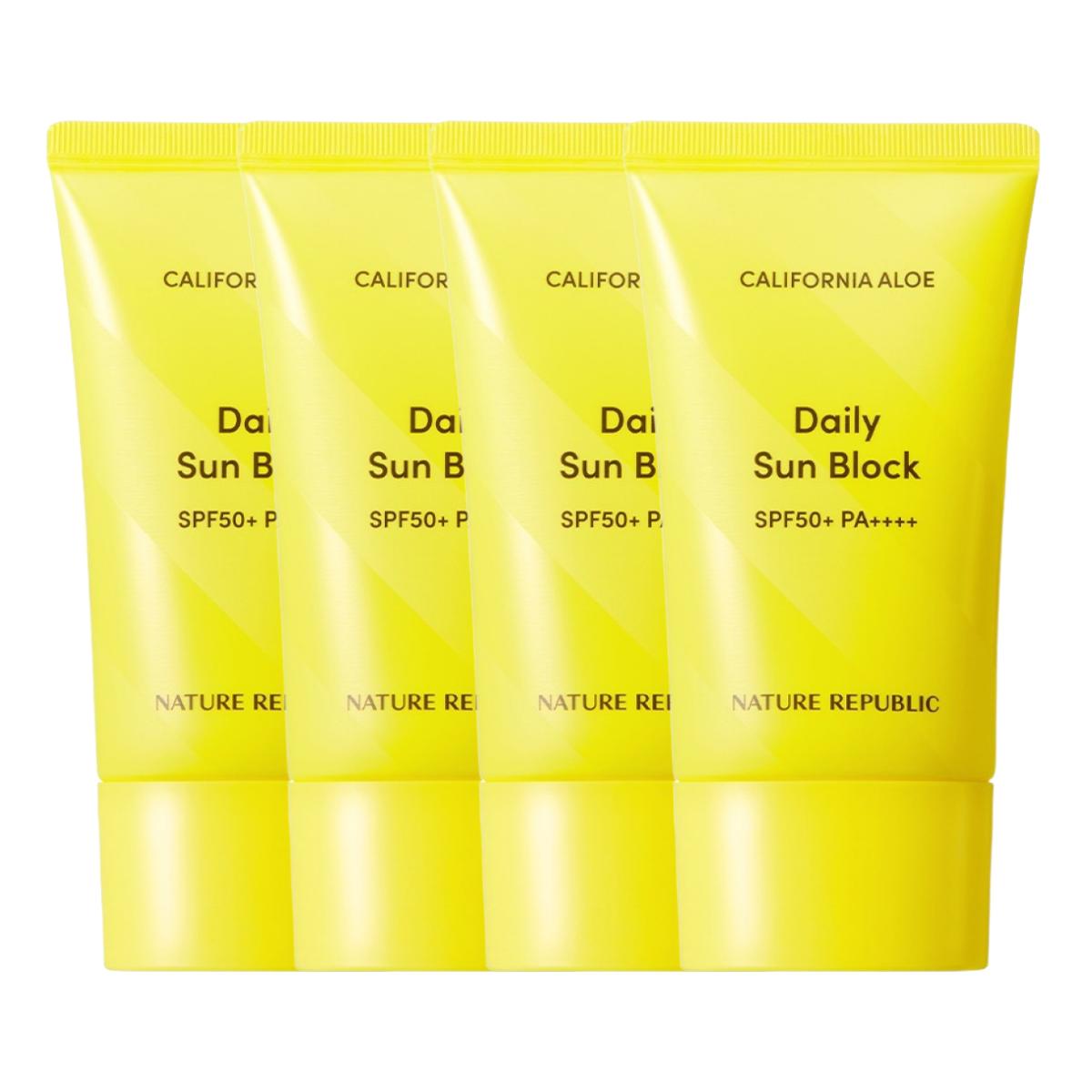 Nature Republic California Aloe Daily Sun Block SPF50+ PA++++ Hydrating Sunscreen 57ml x 4
Nature Republic California Aloe Daily Sun Block SPF50+ PA++++ Hydrating Sunscreen 57ml x 4
