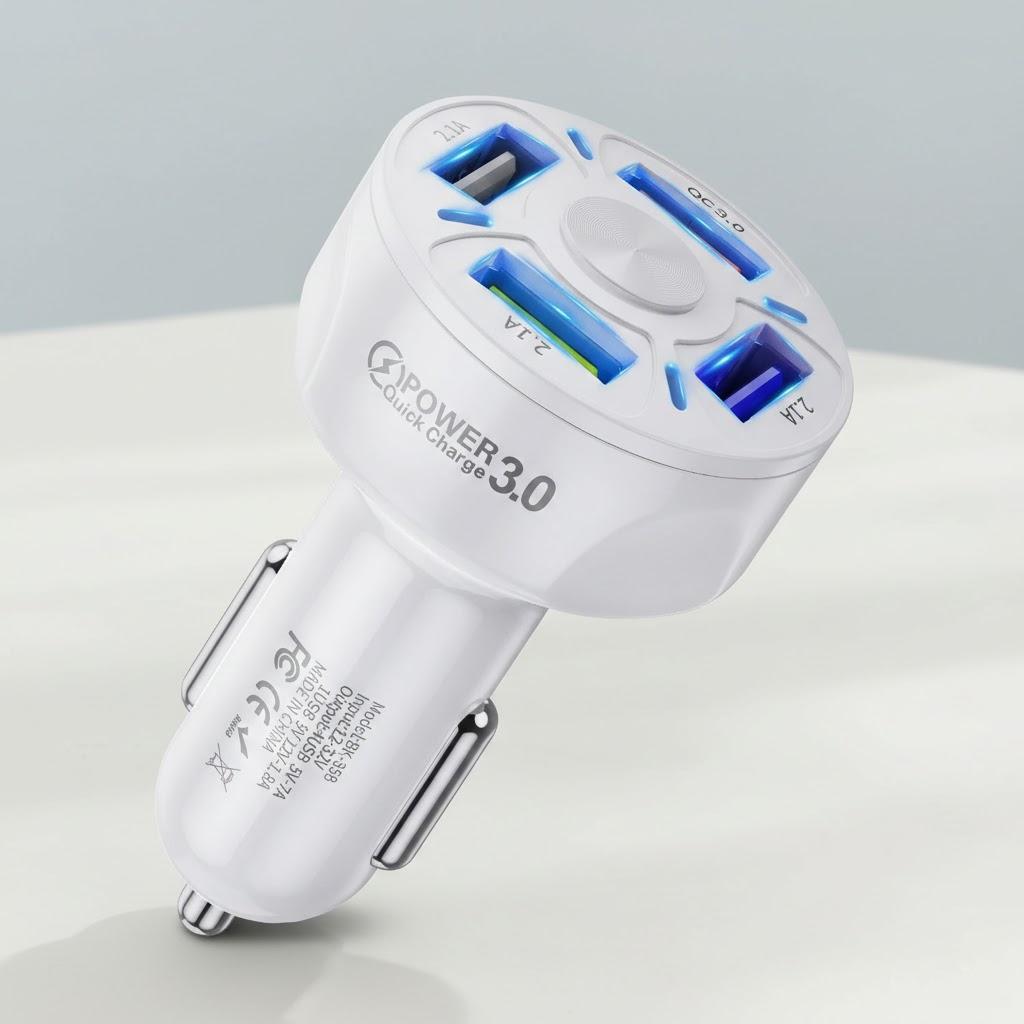 Fast Car Charger Universal 7A 4 USB Ports Quick Charge Adapter Mini Car Charger QC 3.0 Compatible with All Vehicles білий
Fast Car Charger Universal 7A 4 USB Ports Quick Charge Adapter Mini Car Charger QC 3.0 Compatible with All Vehicles білий
