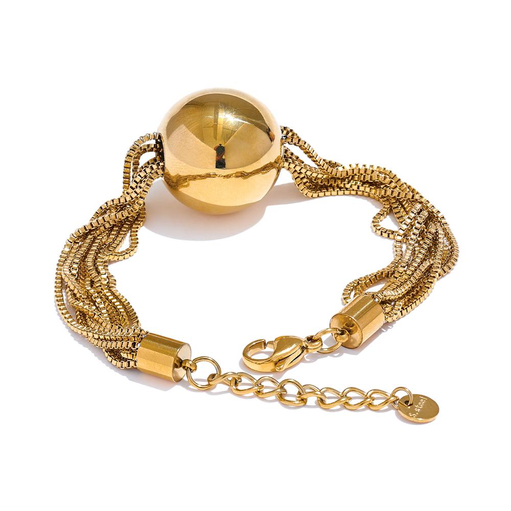 Yhpup Stainless Steel Multi Layered Chain Big Round Bead Bracelet Bangle Waterproof Statement Exaggerated Jewelry 18K PVD Plated
Yhpup Stainless Steel Multi Layered Chain Big Round Bead Bracelet Bangle Waterproof Statement Exaggerated Jewelry 18K PVD Plated