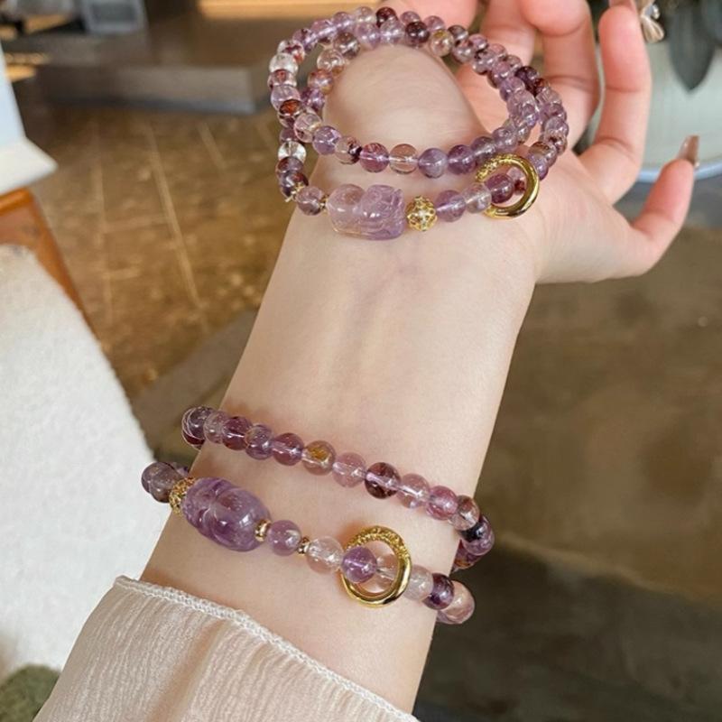 Natural Purple Phantom Quartz Bracelet, Double-Layered, New Chinese Style, Ametrine Pixiu Bracelet for Women, Light Luxury, Niche, Versatile 【Amethyst and Yellow Cr
Natural Purple Phantom Quartz Bracelet, Double-Layered, New Chinese Style, Ametrine Pixiu Bracelet for Women, Light Luxury, Niche, Versatile 【Amethyst and Yellow Cr