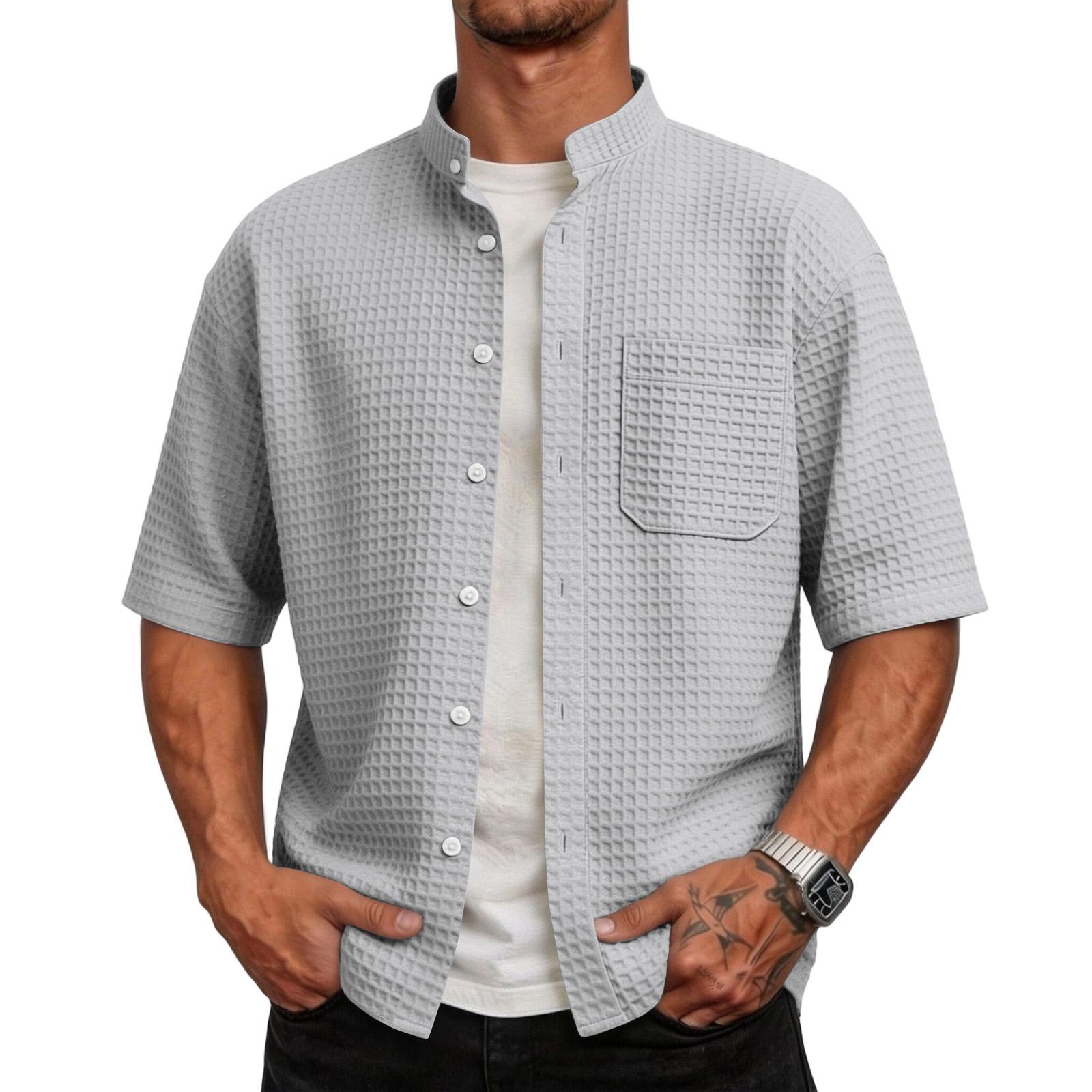 Men s Short Sleeve Waffle Textured Button Down Shirt with Stand Collar and Chest Pocket for Everyday Wear XL
Men s Short Sleeve Waffle Textured Button Down Shirt with Stand Collar and Chest Pocket for Everyday Wear XL
