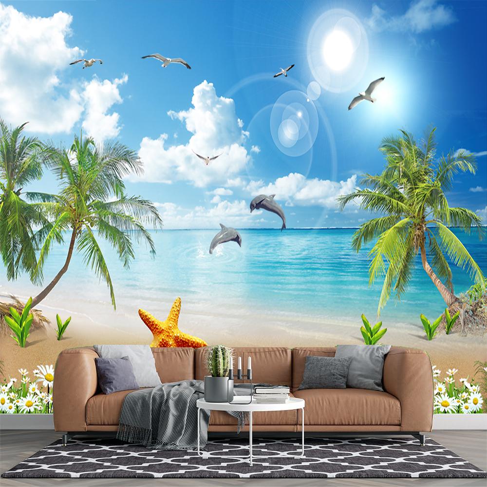 Beach Landscape Wall Mural Blue Sky White Clouds Seagull Dolphin Mural Coconut Tree Wallpaper Living Room Bedroom Home Decor 200 cm(W) x 140 cm(H)
Beach Landscape Wall Mural Blue Sky White Clouds Seagull Dolphin Mural Coconut Tree Wallpaper Living Room Bedroom Home Decor 200 cm(W) x 140 cm(H)