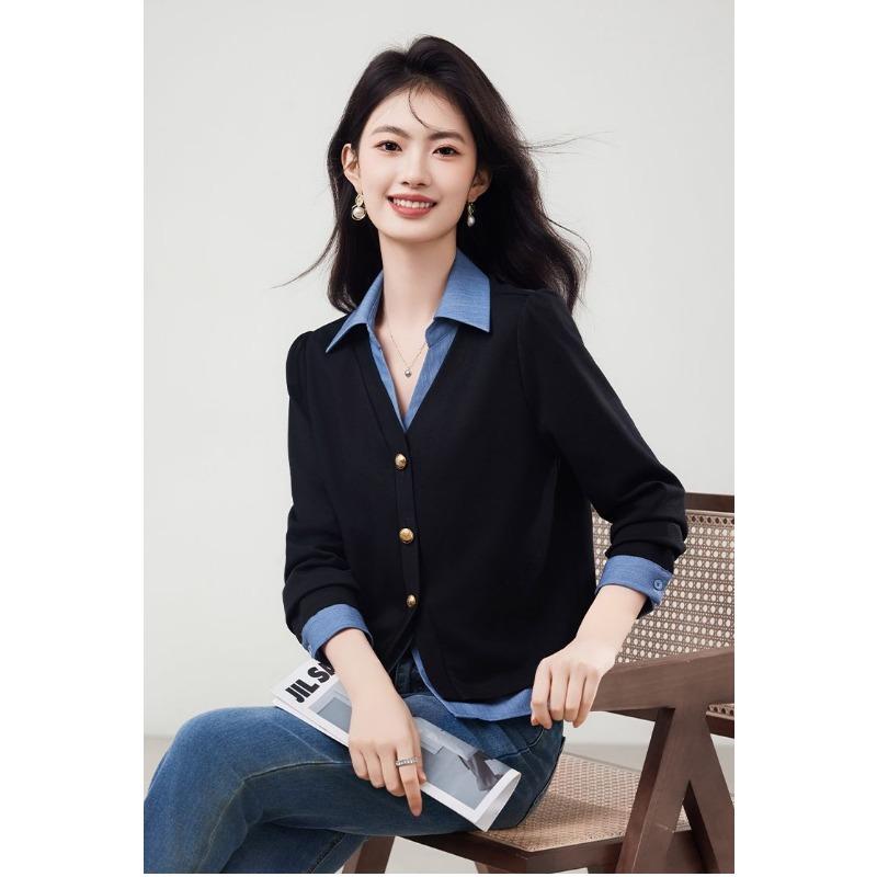 Fake Two-piece Spliced Shirt for Women New Long-sleeved Shirt High-end Fashionable and Small Top S чорний
Fake Two-piece Spliced Shirt for Women New Long-sleeved Shirt High-end Fashionable and Small Top S чорний