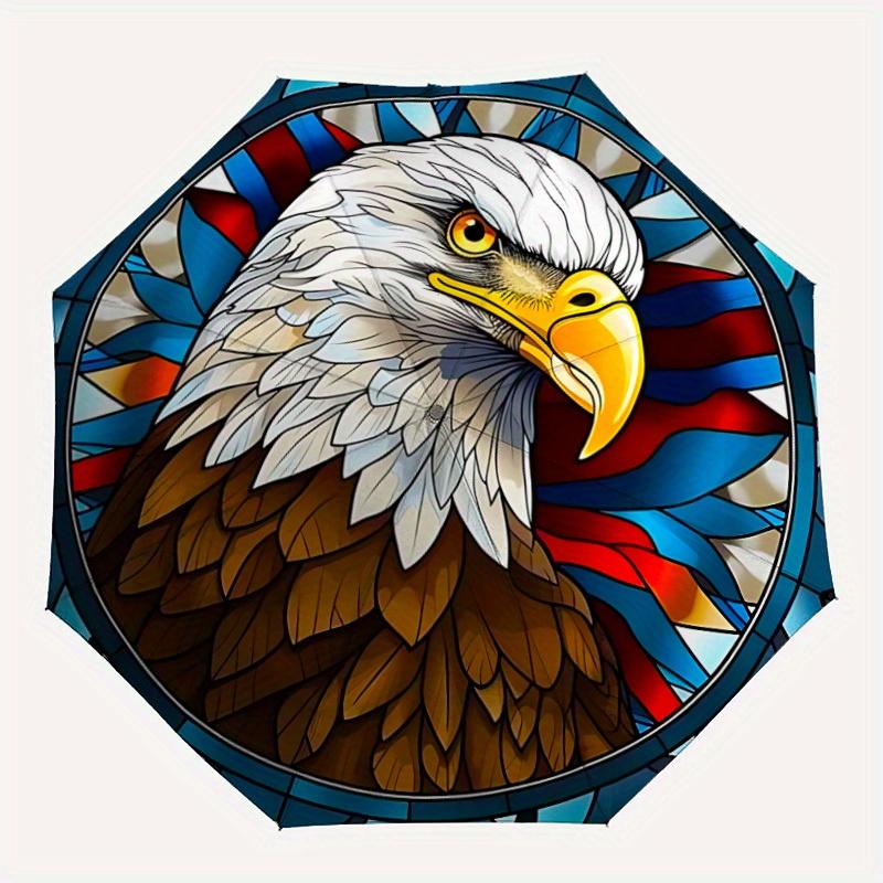 1pc Eagle Stained Glass Automatic Folding Umbrella - 8-Rib Iron Frame, Windproof, Portable Sunshade with Plastic Handle for Travel & Outdoor
1pc Eagle Stained Glass Automatic Folding Umbrella - 8-Rib Iron Frame, Windproof, Portable Sunshade with Plastic Handle for Travel & Outdoor