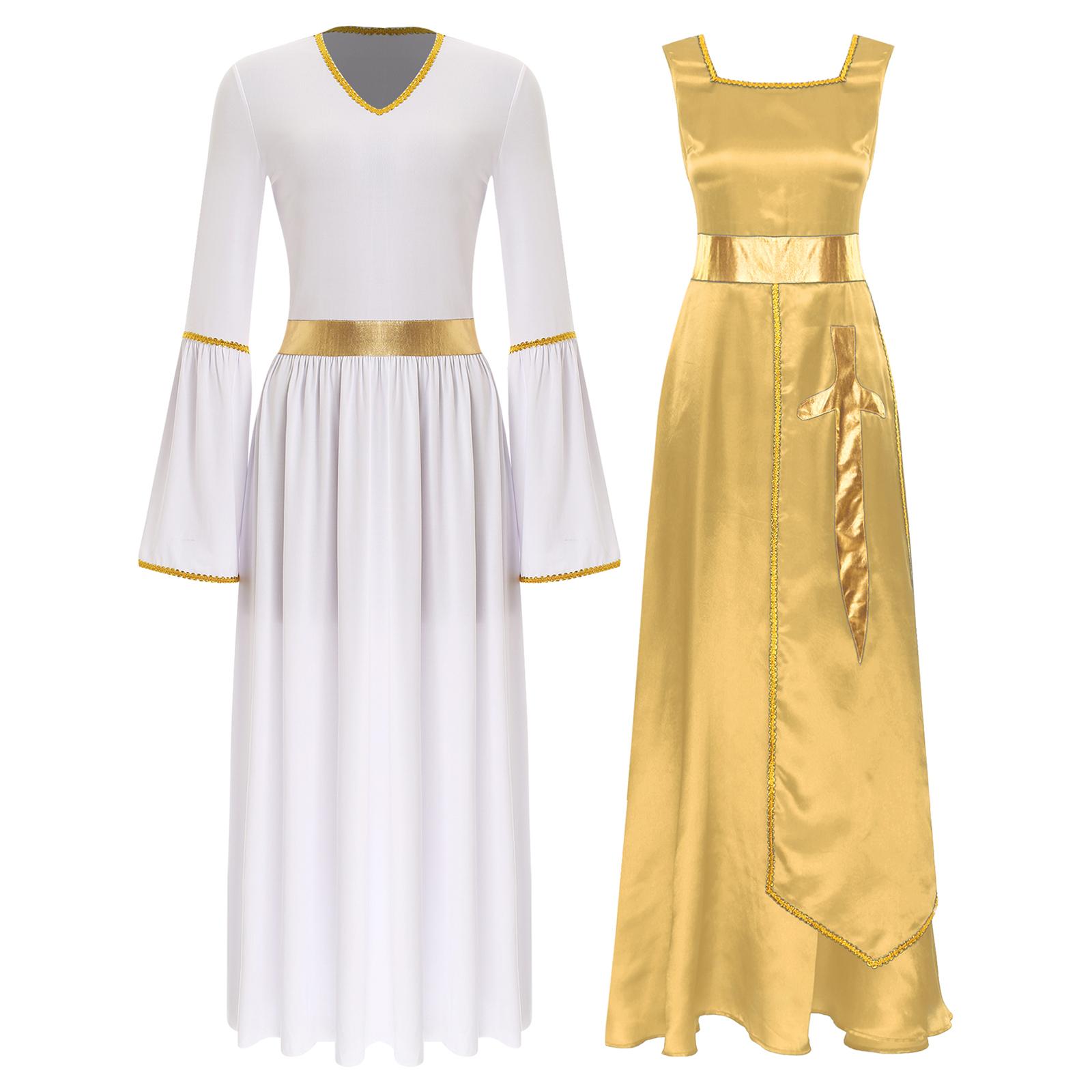 Жіночий літургійний костюм для танцю хвали, одяг для танцю під час церковного поклоніння, максі туніка без рукавів з квадратним вирізом, сукня з довгими рукавами S жовтий/білий
Жіночий літургійний костюм для танцю хвали, одяг для танцю під час церковного поклоніння, максі туніка без рукавів з квадратним вирізом, сукня з довгими рукавами S жовтий/білий