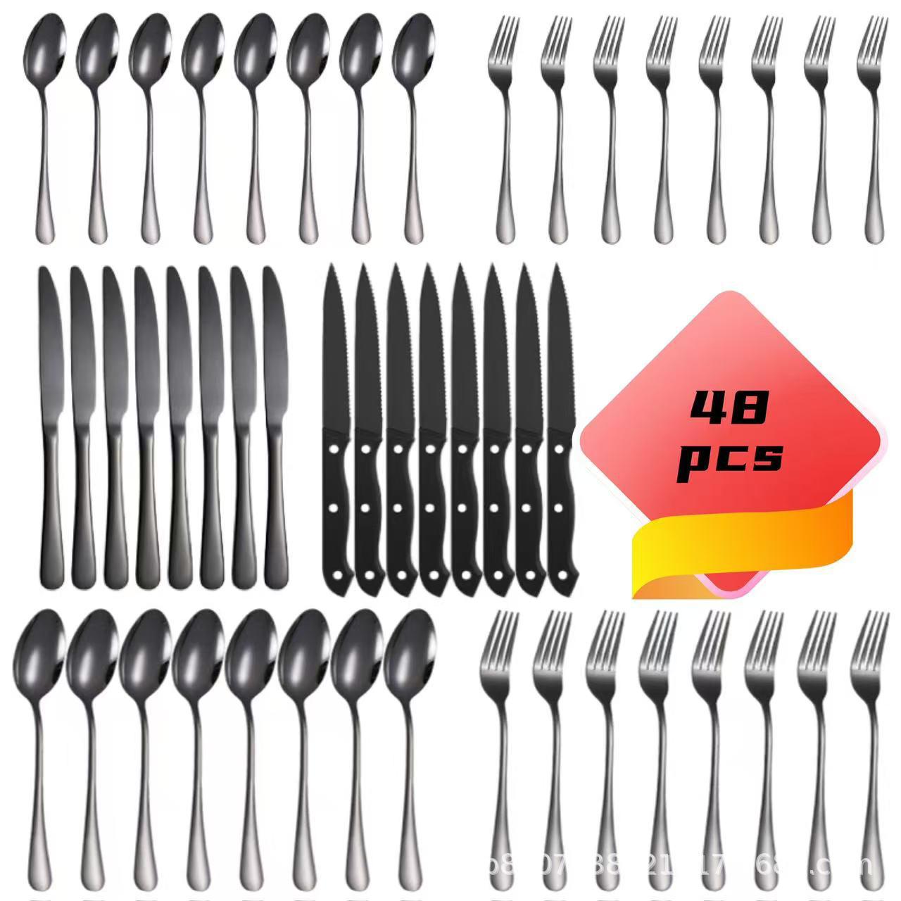 48-Piece Stainless Steel Cutlery Set for 8 - Includes Knives, Forks, and Spoons in Color Box Packaging 48-piece Set (Silver Cutlery)
48-Piece Stainless Steel Cutlery Set for 8 - Includes Knives, Forks, and Spoons in Color Box Packaging 48-piece Set (Silver Cutlery)
