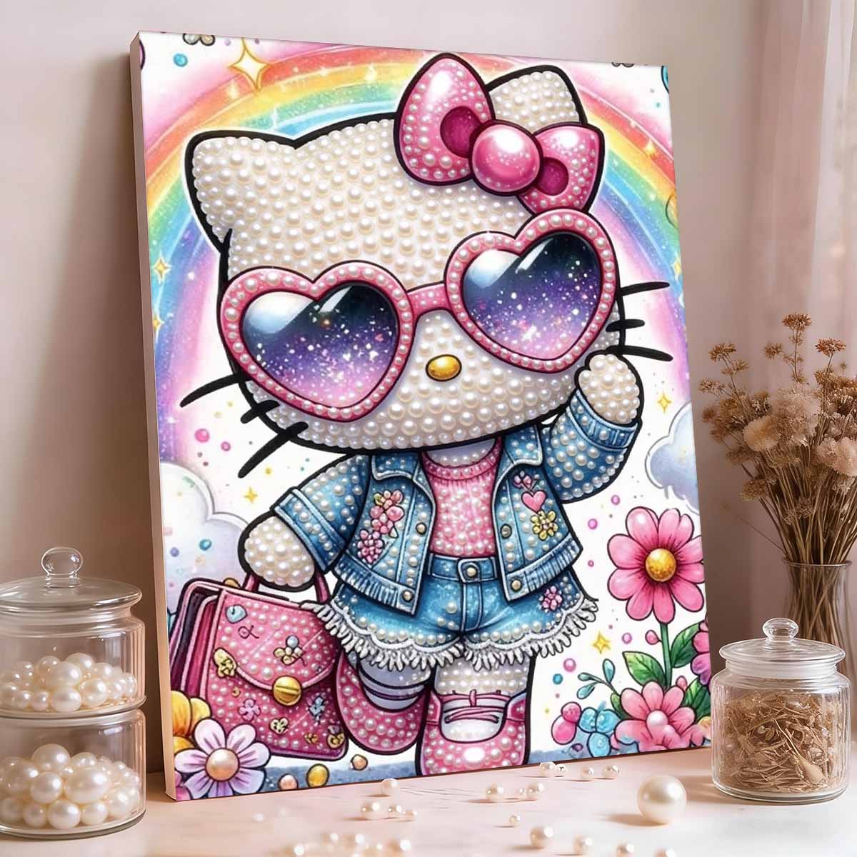 Модное безрамочное искусство Hello Kitty с инкрустацией жемчугом | Ручная работа, жемчужные поделки, тематика: Сердечные солнцезащитные очки, для девичьего, дерзкого, игривого, милого домашнего декора 35x45cm
Модное безрамочное искусство Hello Kitty с инкрустацией жемчугом | Ручная работа, жемчужные поделки, тематика: Сердечные солнцезащитные очки, для девичьего, дерзкого, игривого, милого домашнего декора 35x45cm
