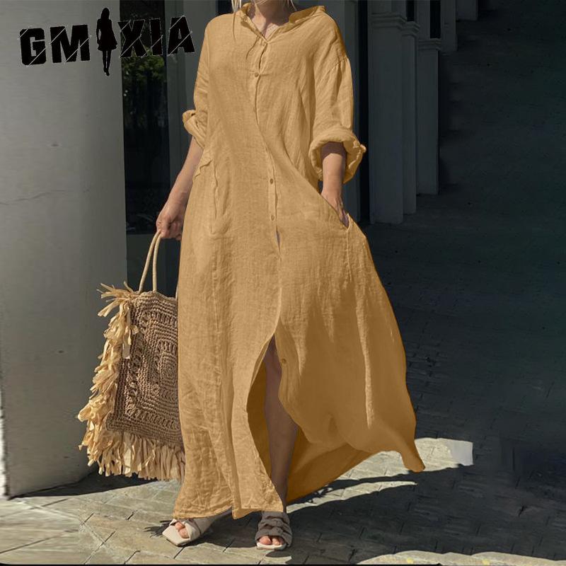 GMXIA Casual Pocket Shirt Neck Long Dress Casual Cotton Linen Plus Size Dresses XXL темно-синього кольору
GMXIA Casual Pocket Shirt Neck Long Dress Casual Cotton Linen Plus Size Dresses XXL темно-синього кольору