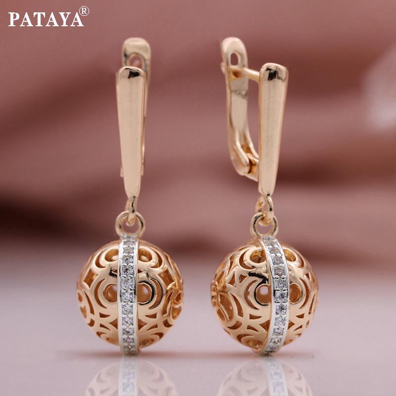 PATAYA, двухцветные уникальные сферические длинные висячие серьги из искусственного циркона, женские полые серьги цвета розового золота
PATAYA, двухцветные уникальные сферические длинные висячие серьги из искусственного циркона, женские полые серьги цвета розового золота