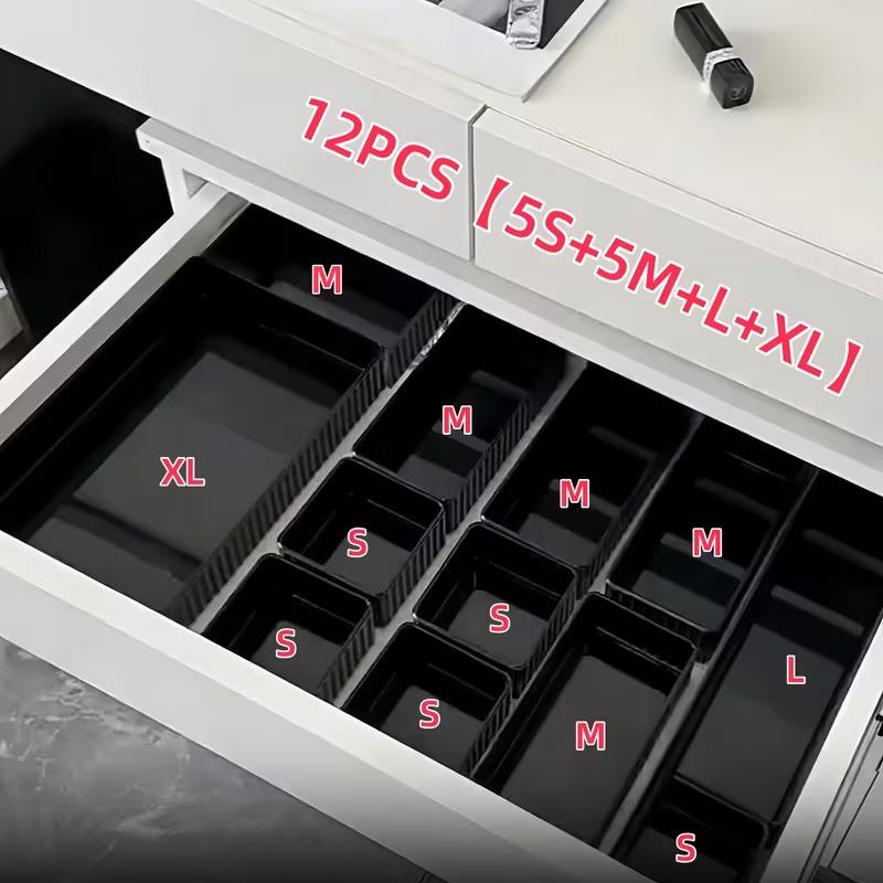 12pcs Multifunct Black Acrylic Transparent Drawer Organizer Set Desktop Storage Box for Makeup Beauty Office Supplies Organizers
12pcs Multifunct Black Acrylic Transparent Drawer Organizer Set Desktop Storage Box for Makeup Beauty Office Supplies Organizers