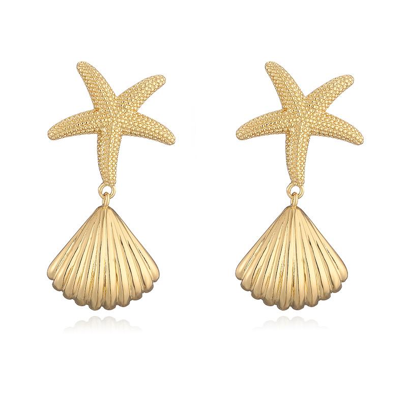 HECHENG, Shell Textured Starfish Metal 18K Gold Plated Earrings Summer Beach Holiday Glamour Jewellery Holiday Summer Jewellery
HECHENG, Shell Textured Starfish Metal 18K Gold Plated Earrings Summer Beach Holiday Glamour Jewellery Holiday Summer Jewellery