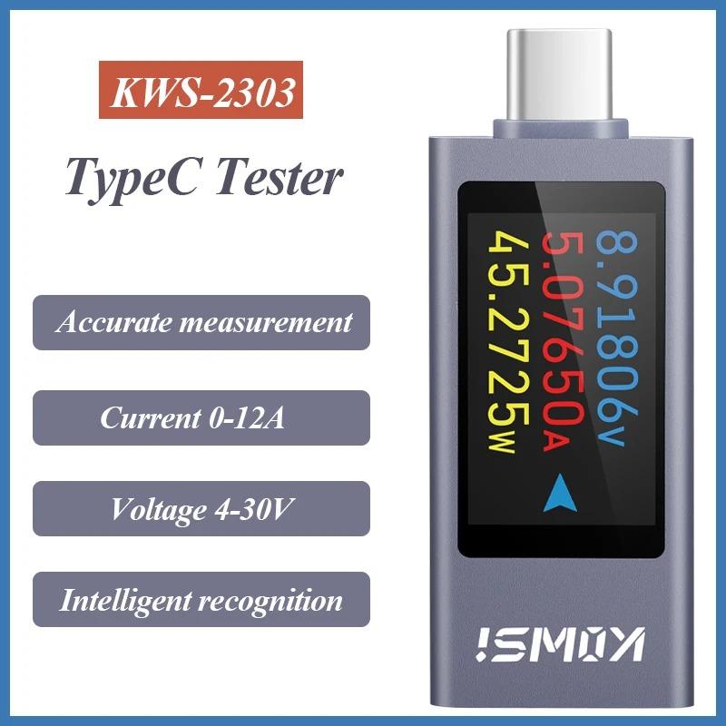 KWS-2303C Type-C Current and Voltage Monitor Power Meter Tester Cell Phone Charger Power Detector DC 4-30V 0-12A Battery Test
KWS-2303C Type-C Current and Voltage Monitor Power Meter Tester Cell Phone Charger Power Detector DC 4-30V 0-12A Battery Test