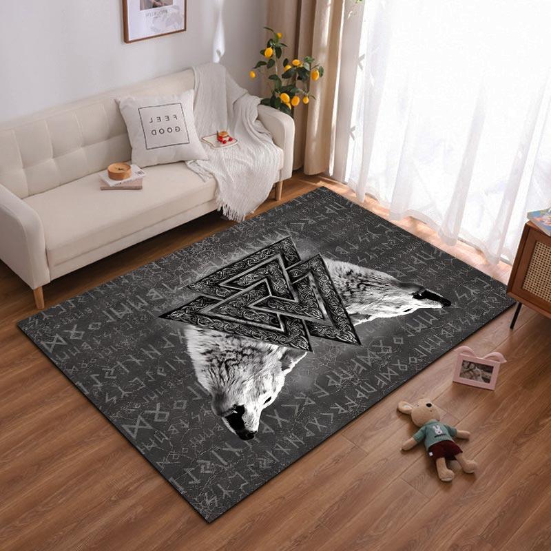 Abstract Wolf Pattern Carpet with Nordic Runes and Geometric Art Suitable for use as an anti-slip for living room bedroom sofas 40x60cm( 15x23in )
Abstract Wolf Pattern Carpet with Nordic Runes and Geometric Art Suitable for use as an anti-slip for living room bedroom sofas 40x60cm( 15x23in )