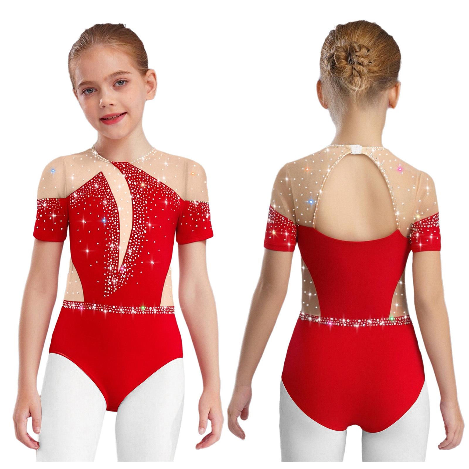 Girls Figure Skating Leotard Short Sleeve Cutout Back Sheer Mesh Patchwork with Shiny Rhinestones Bodysuit 5-6 Years червоний
Girls Figure Skating Leotard Short Sleeve Cutout Back Sheer Mesh Patchwork with Shiny Rhinestones Bodysuit 5-6 Years червоний