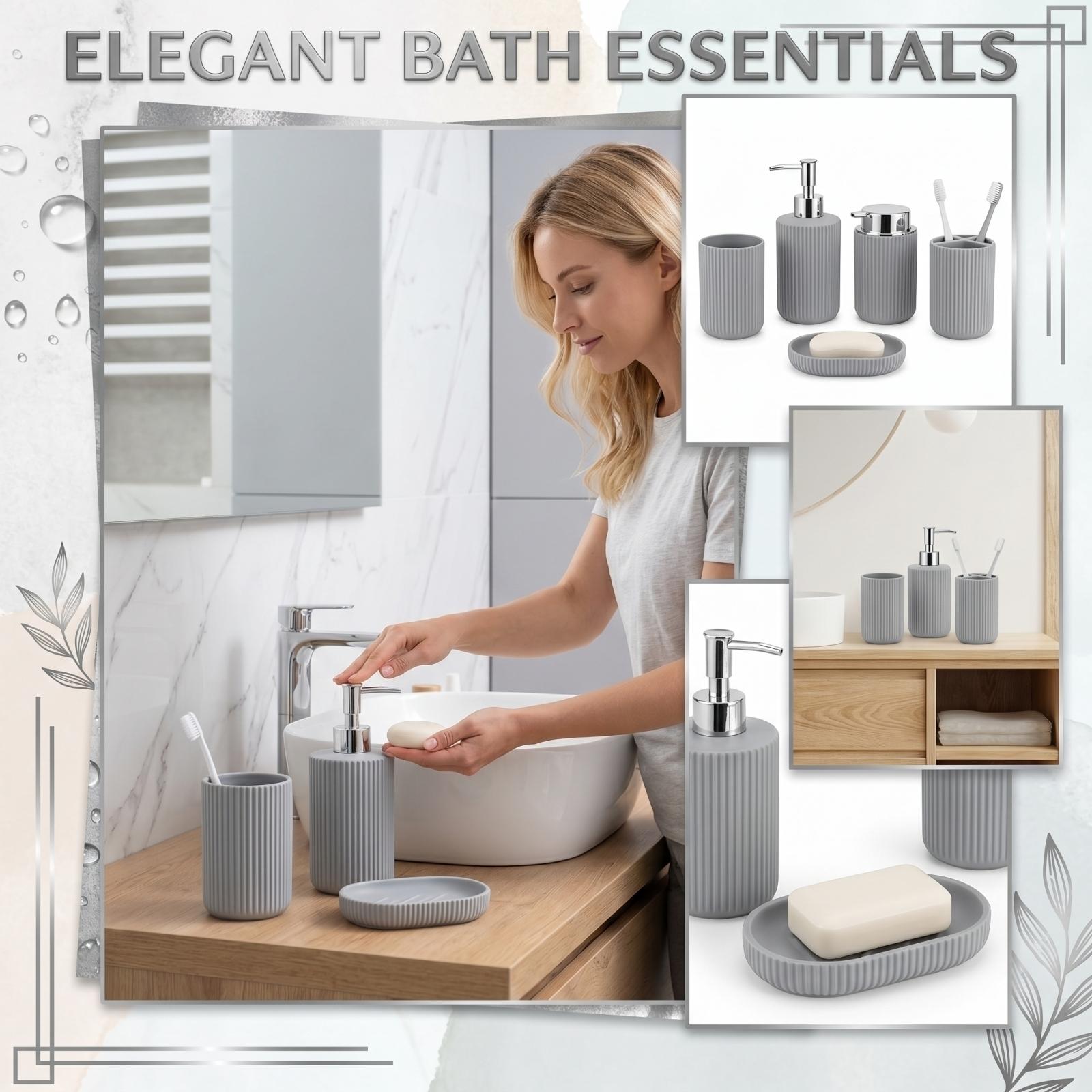 Bathroom Accessory Set Includes Soap Dispenser Tumbler Toothbrush Holder and Soap Dish with Electroplated Finish Durable and Functional Design One Size
Bathroom Accessory Set Includes Soap Dispenser Tumbler Toothbrush Holder and Soap Dish with Electroplated Finish Durable and Functional Design One Size