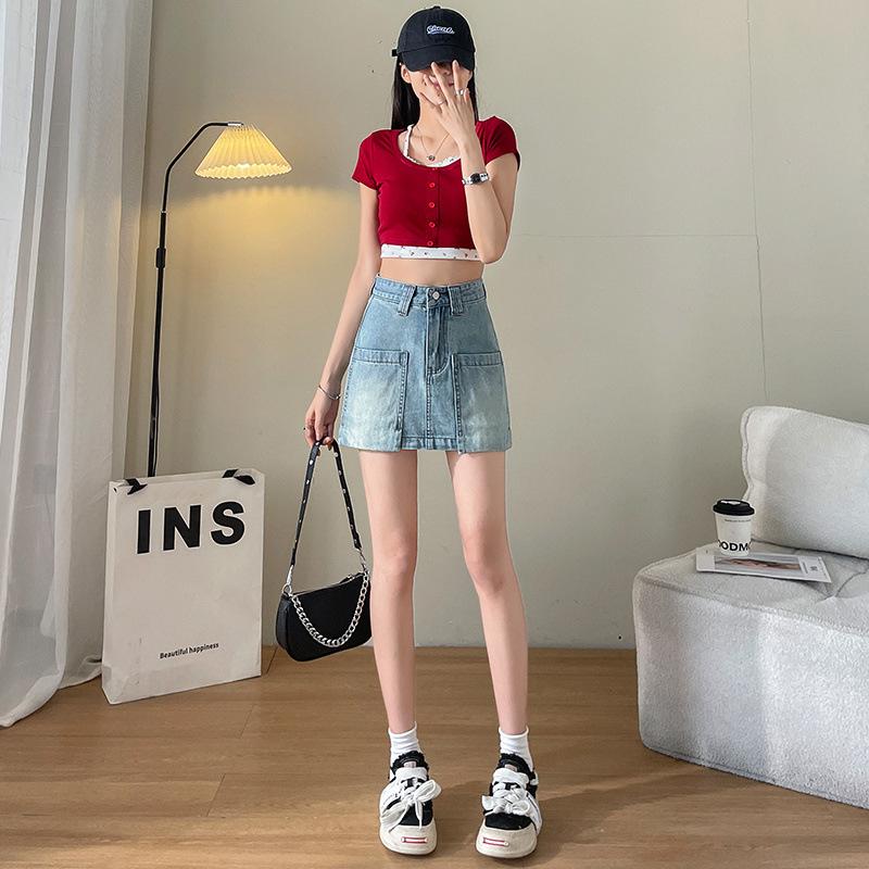 Women s Anti-exposure A-line Loose Skirt Hot Girl Looks Thin Denim Shorts Skirt Summer High-waisted Internet Celebrity A-line Skirt XL синій
Women s Anti-exposure A-line Loose Skirt Hot Girl Looks Thin Denim Shorts Skirt Summer High-waisted Internet Celebrity A-line Skirt XL синій
