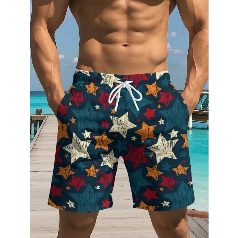 Summer men s blue bottom red orange white old five-pointed star print drawstring waist quick-drying loose shorts M
Summer men s blue bottom red orange white old five-pointed star print drawstring waist quick-drying loose shorts M