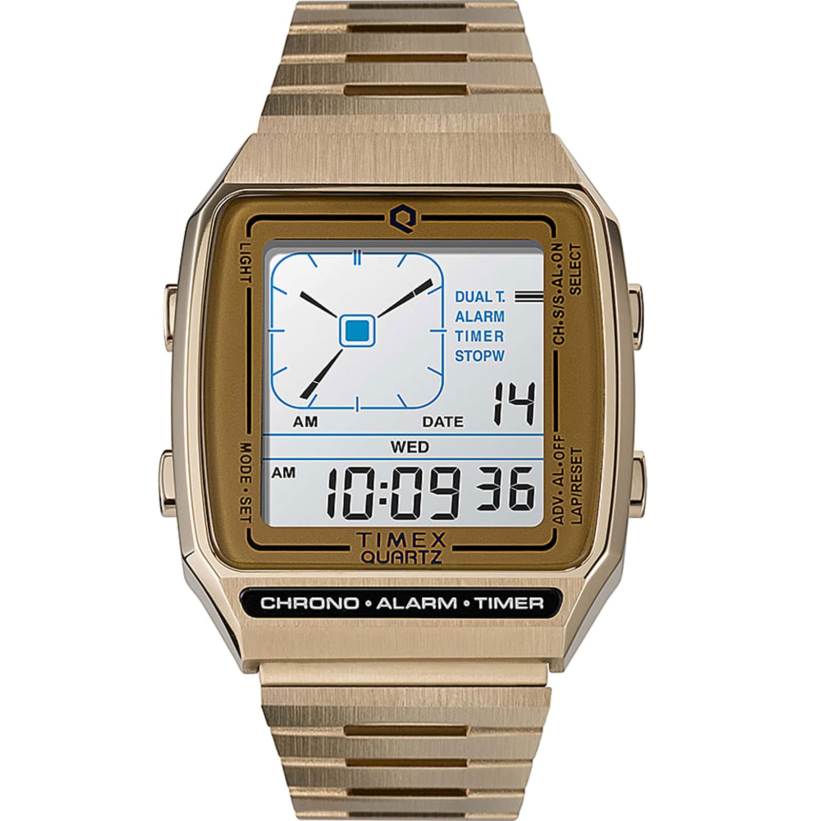 Timex mm Q LCA Timex Reissue Digital LCA Stainless Steel One Size 32.5 Gold/Digital/Gold
Timex mm Q LCA Timex Reissue Digital LCA Stainless Steel One Size 32.5 Gold/Digital/Gold
