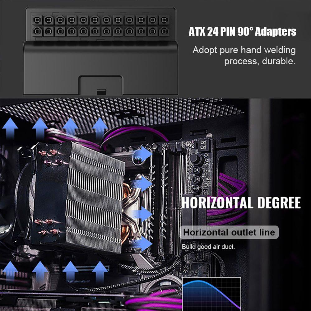 Connector ATX 24 Pin Connector Motherboard Adapter ATX 24 Pin to 90 Degree Power Plug Adapter чорний
Connector ATX 24 Pin Connector Motherboard Adapter ATX 24 Pin to 90 Degree Power Plug Adapter чорний