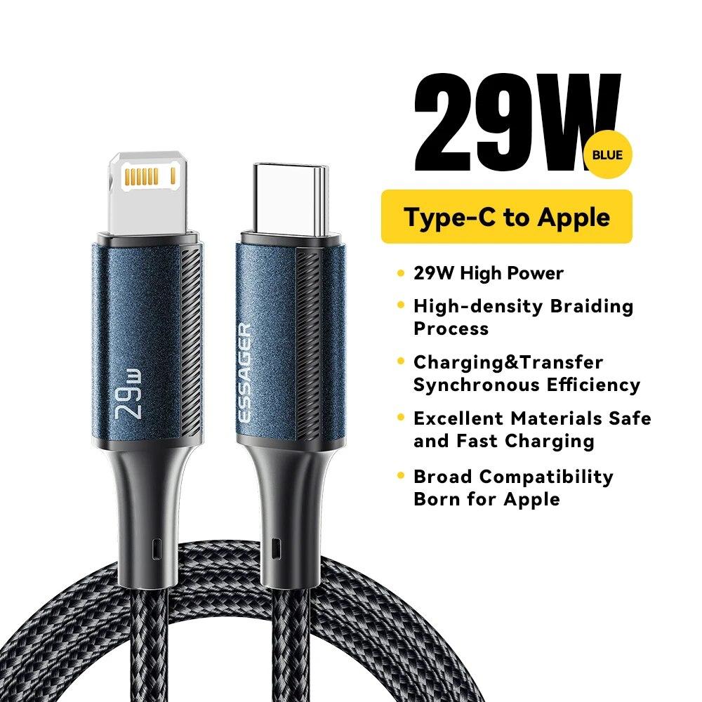 Essager Type C Cable For 14 13 12 11 Pro Max XS Xr PD 29W Fast Charge Charger Lightning Wire Cord For iPad Macbook 0.25m
Essager Type C Cable For 14 13 12 11 Pro Max XS Xr PD 29W Fast Charge Charger Lightning Wire Cord For iPad Macbook 0.25m
