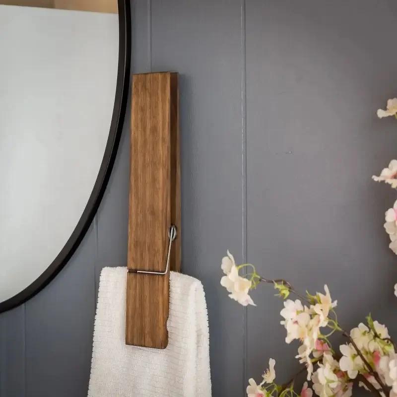 Clothespin Bathroom Towel Holder Wall-Mounted Storage Hanger Cap Creative Wooden Towel Clip Wall Mounted Bathroom Towel Holder S
Clothespin Bathroom Towel Holder Wall-Mounted Storage Hanger Cap Creative Wooden Towel Clip Wall Mounted Bathroom Towel Holder S