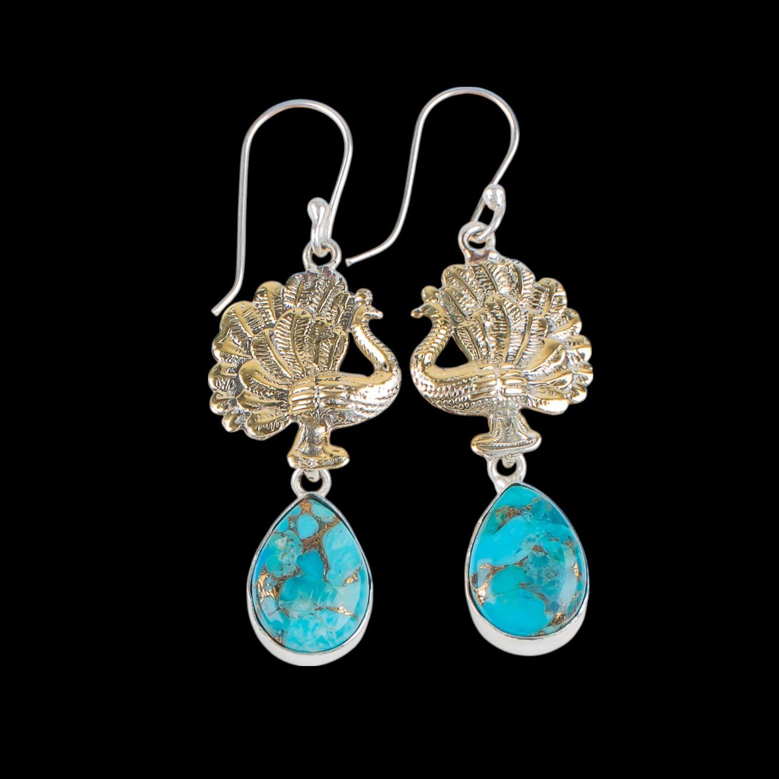 Rare Blue Copper Turquoise Gemstone 925 Sterling Silver Jewelry Earrings 2.20 EE-44-32
Rare Blue Copper Turquoise Gemstone 925 Sterling Silver Jewelry Earrings 2.20 EE-44-32