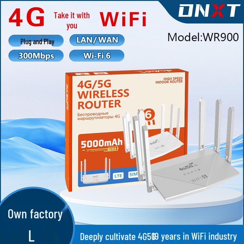 WR900 LTE WiFi6 Router: 4G SIM Slot, 5000mAh Battery, 6 Antennas, 4 Ports EU Plug + 5000mAh Battery
WR900 LTE WiFi6 Router: 4G SIM Slot, 5000mAh Battery, 6 Antennas, 4 Ports EU Plug + 5000mAh Battery
