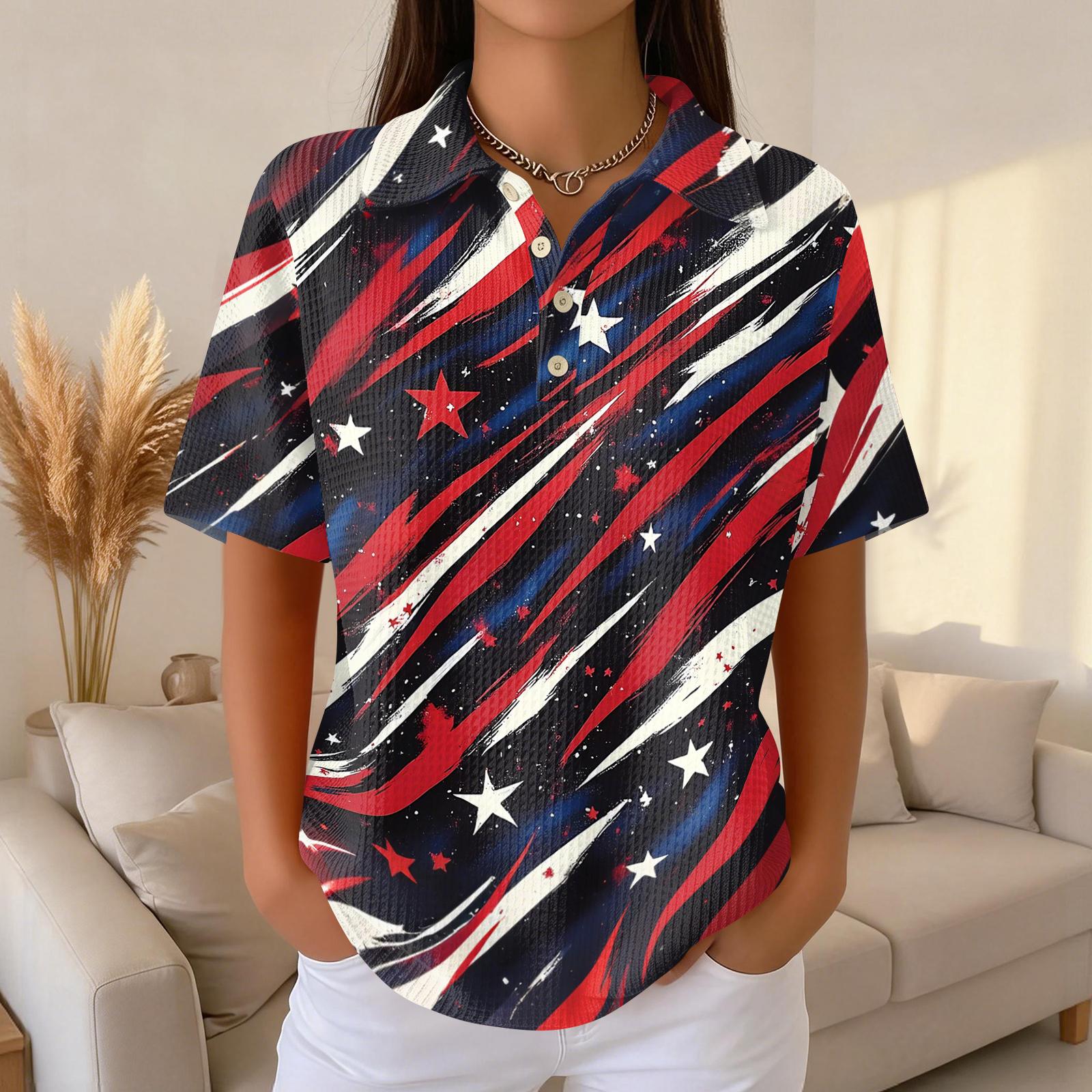 Women’s Casual Short Sleeve Knit Polo Shirt with Star Print and Button Front for Daily Wear and Holiday Outfits XXL
Women’s Casual Short Sleeve Knit Polo Shirt with Star Print and Button Front for Daily Wear and Holiday Outfits XXL