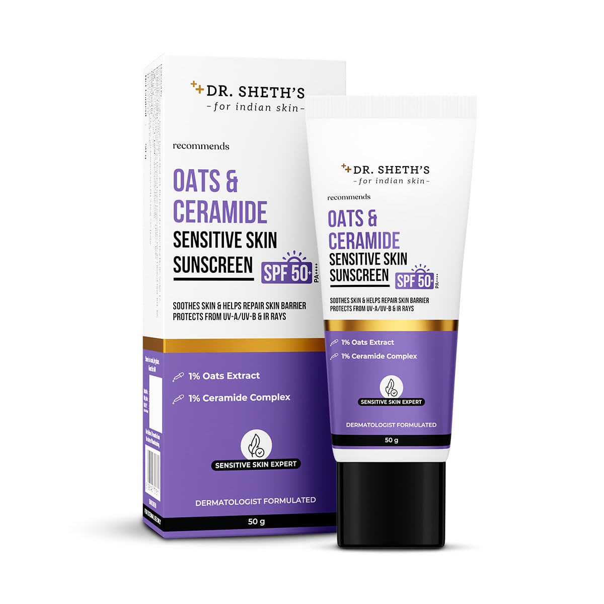 Dr. Sheth s Oats & Ceramide Sunscreen SPF 50+ PA++++ Oil-Free Lightweight Sun Protection 50 g
Dr. Sheth s Oats & Ceramide Sunscreen SPF 50+ PA++++ Oil-Free Lightweight Sun Protection 50 g