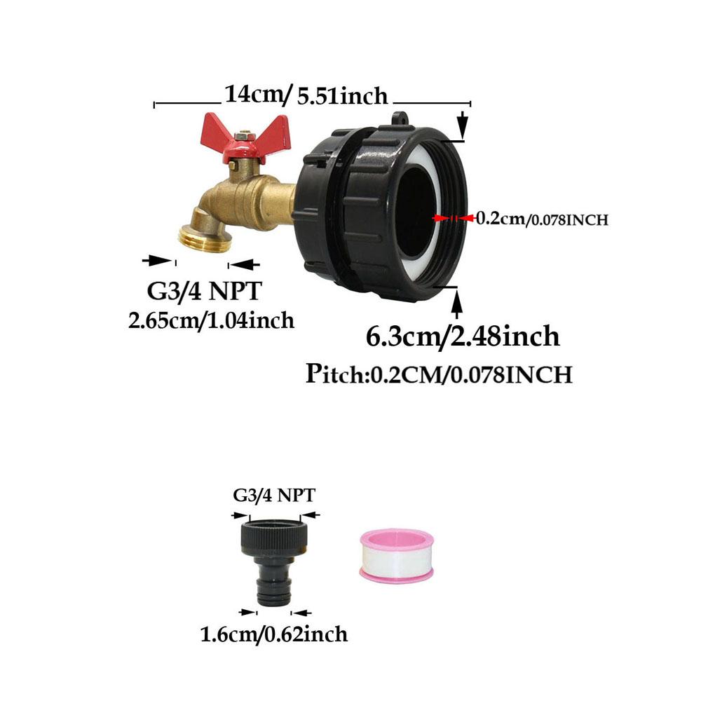 1000 Liter IBC Tank Adapter 63mm To 3/4 Thread 16mm Nipple Connector Brass Tap valve Garden Ton Barrel Connect Faucet Fittings
1000 Liter IBC Tank Adapter 63mm To 3/4 Thread 16mm Nipple Connector Brass Tap valve Garden Ton Barrel Connect Faucet Fittings