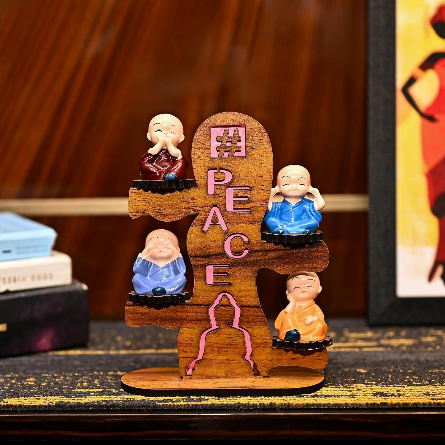 Set of 4 Colorful Resin Baby Buddha Monk Figurines with Wooden Base Adorable Buddha Showpieces for Home, Office, Car Dcor, and Gifting
Set of 4 Colorful Resin Baby Buddha Monk Figurines with Wooden Base Adorable Buddha Showpieces for Home, Office, Car Dcor, and Gifting