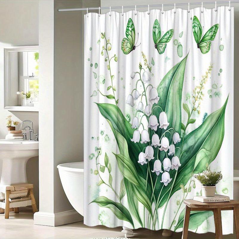 1pc Lily-of-the-Valley Shower Curtain - Green Butterflies, Watercolor Design, Polyester, Machine Washable W90XH180cm
1pc Lily-of-the-Valley Shower Curtain - Green Butterflies, Watercolor Design, Polyester, Machine Washable W90XH180cm