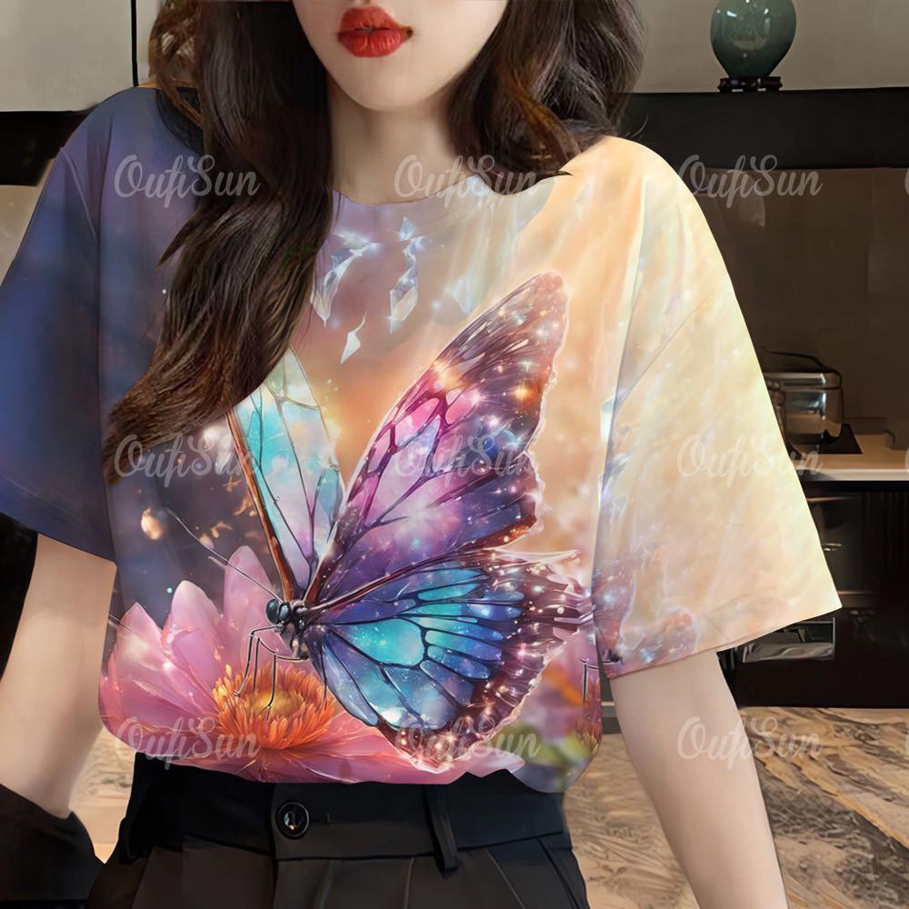 Women s clothing butterfly pattern top printed short sleeved casual T-shirt street wear 5XL
Women s clothing butterfly pattern top printed short sleeved casual T-shirt street wear 5XL