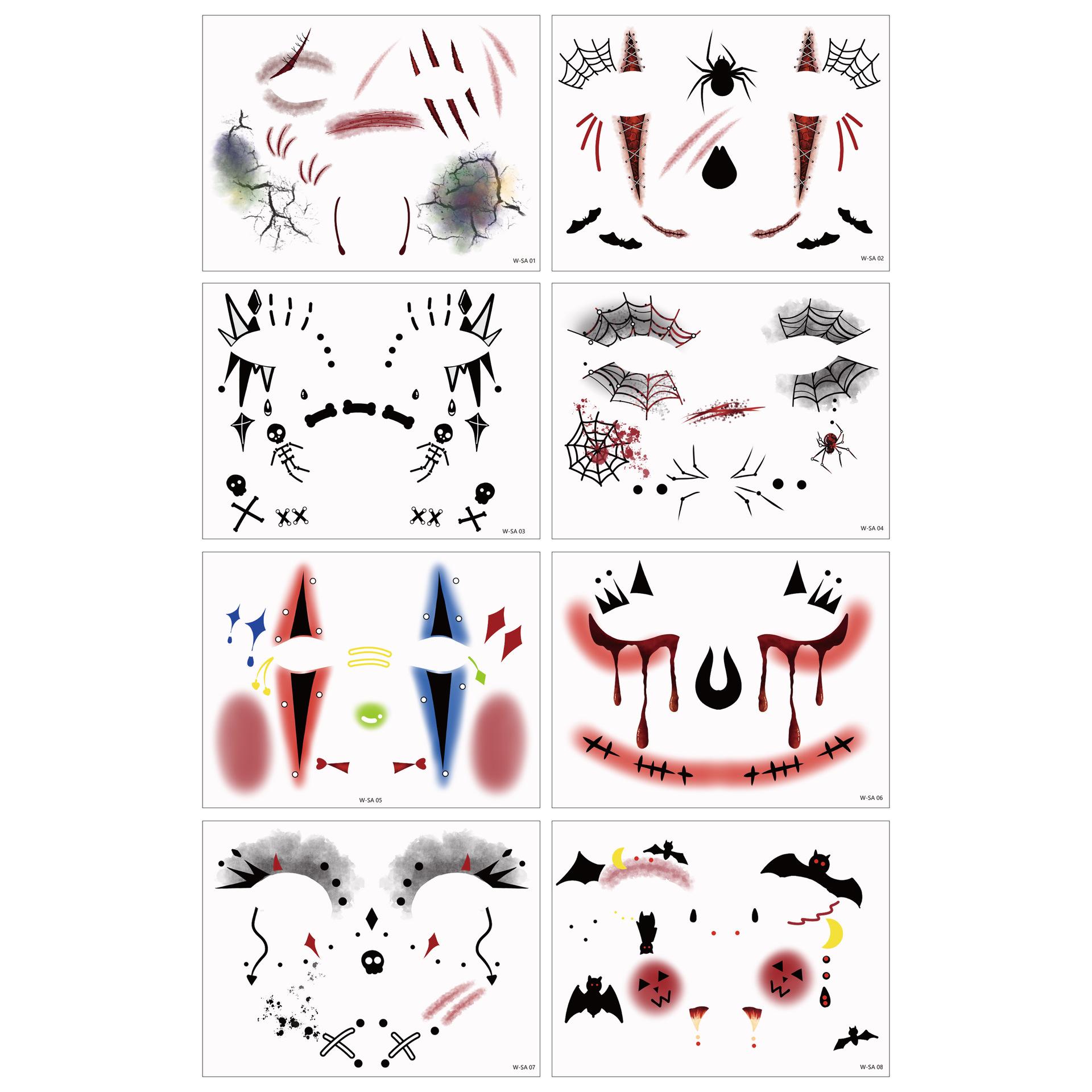Halloween Makeup Face Stickers Horror Mouth Scar Ghost Festival Masquerade Party Holiday Party Tattoo Stickers (quantity: 8 for a set)
Halloween Makeup Face Stickers Horror Mouth Scar Ghost Festival Masquerade Party Holiday Party Tattoo Stickers (quantity: 8 for a set)