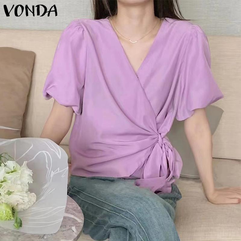 VONDA женская летняя свободная блузка с v-образным вырезом, расклешенными короткими рукавами и плиссированным ремешком
VONDA женская летняя свободная блузка с v-образным вырезом, расклешенными короткими рукавами и плиссированным ремешком