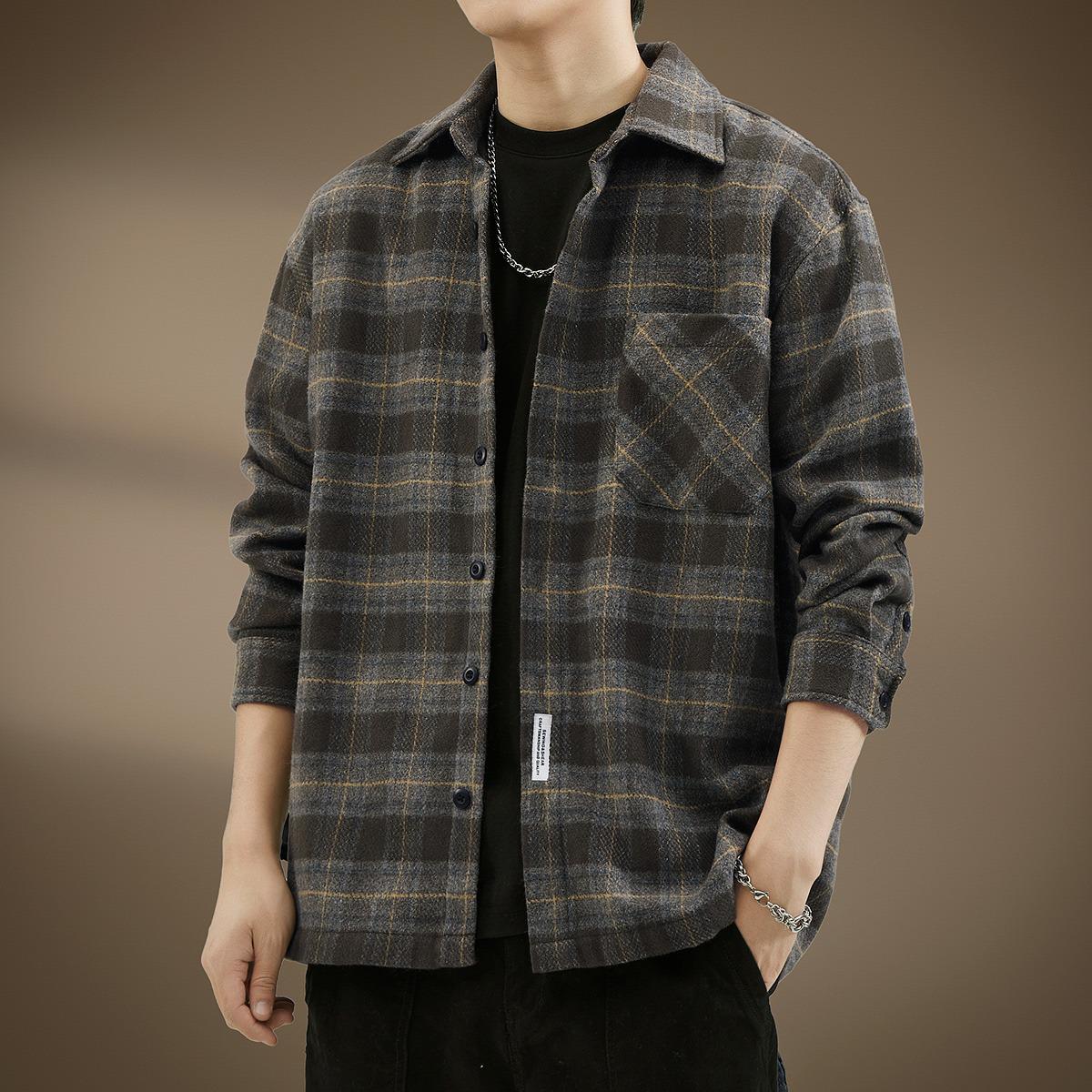 Japanese Retro Plaid Long-Sleeve Men s Shirt Jacket - Heavyweight Casual Workwear for Spring and Autumn Large (L) хаки
Japanese Retro Plaid Long-Sleeve Men s Shirt Jacket - Heavyweight Casual Workwear for Spring and Autumn Large (L) хаки