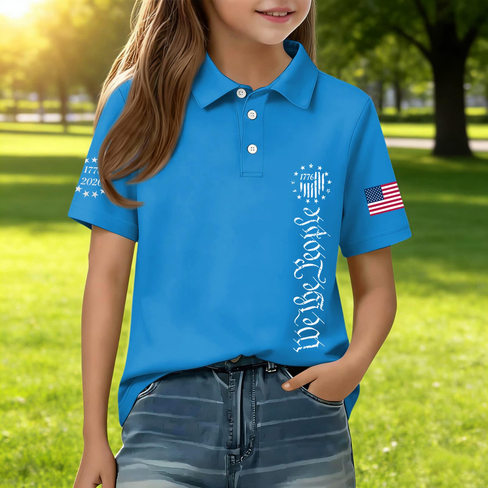 Kids Short Sleeve Polo Shirt Casual Daily Wear with Patriotic Print We The People and Flag Design Comfortable Fit 160 синий
Kids Short Sleeve Polo Shirt Casual Daily Wear with Patriotic Print We The People and Flag Design Comfortable Fit 160 синий