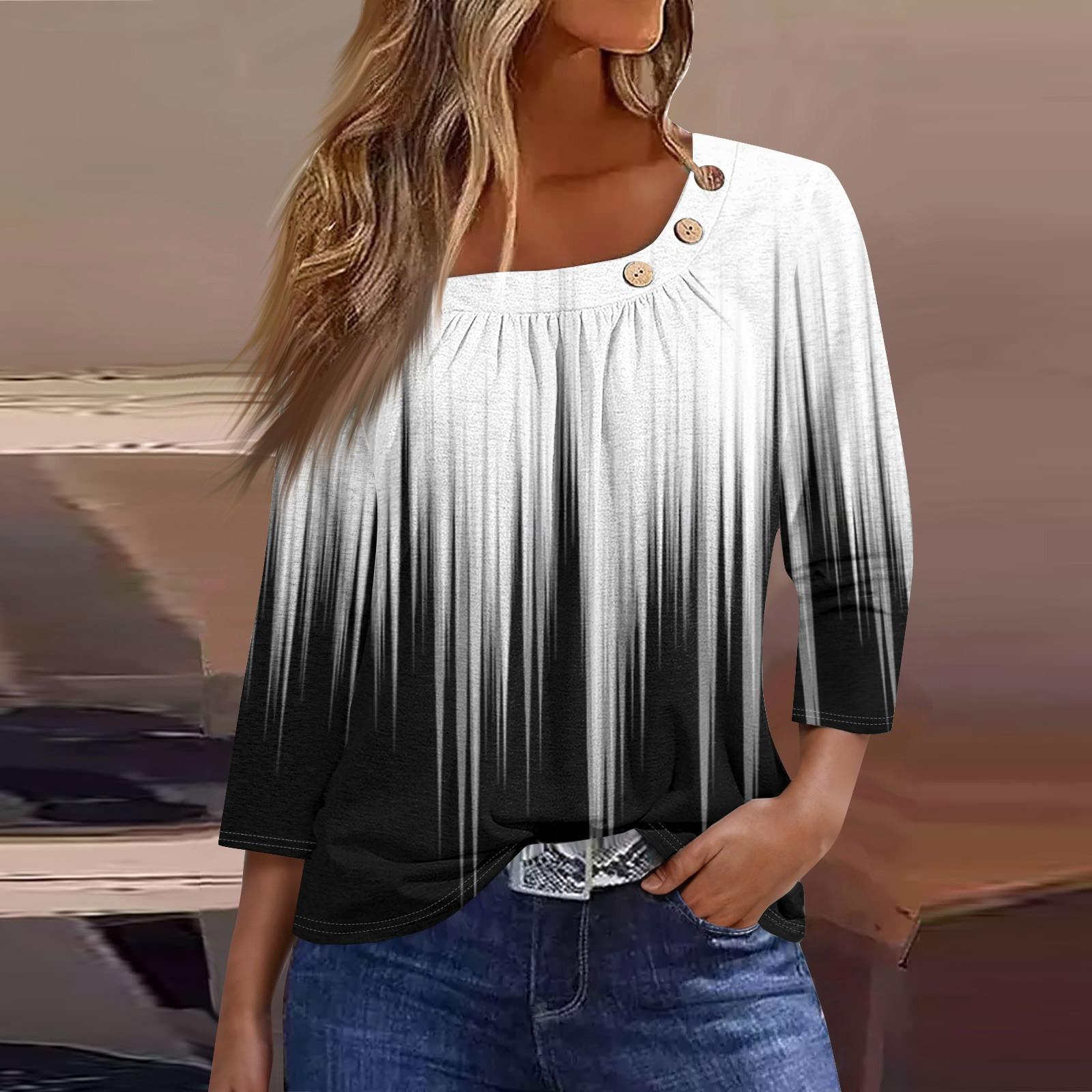 Women s T Shirt Tee Print Button 3/4 Sleeve Daily Weekend Fashion Basic Regular Top M чорний
Women s T Shirt Tee Print Button 3/4 Sleeve Daily Weekend Fashion Basic Regular Top M чорний