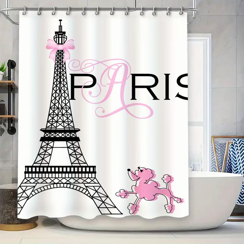 Chic Paris Eiffel Tower Shower Curtain With Pink Poodle Design Waterproof Fabric For Bath Decor In White W60H190(CM)-1 Pcs
Chic Paris Eiffel Tower Shower Curtain With Pink Poodle Design Waterproof Fabric For Bath Decor In White W60H190(CM)-1 Pcs