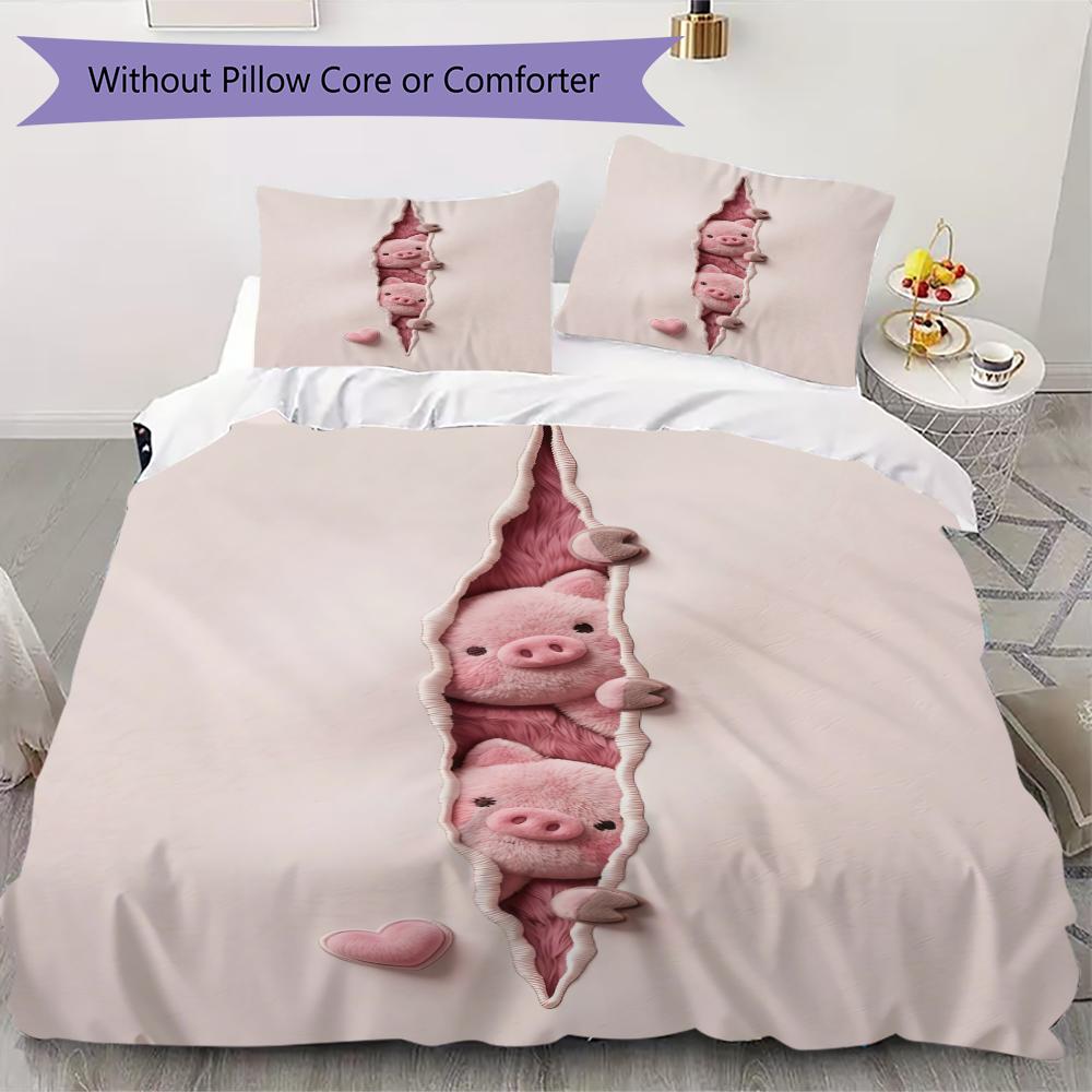 Cute pink pig Pattern Bedding uilt Set uilt Cover Pillowcase Home Decoration Birthday Gift (1 * duvet cover + 55 * pillowcase without core) 135x200cm
Cute pink pig Pattern Bedding uilt Set uilt Cover Pillowcase Home Decoration Birthday Gift (1 * duvet cover + 55 * pillowcase without core) 135x200cm