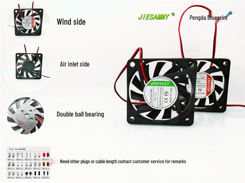 JIESAMMY Dual Ball Bearing High RPM 24V/12V/5V 6CM Chassis Cooling Fan 24V 5200 RPM ±10%
JIESAMMY Dual Ball Bearing High RPM 24V/12V/5V 6CM Chassis Cooling Fan 24V 5200 RPM ±10%