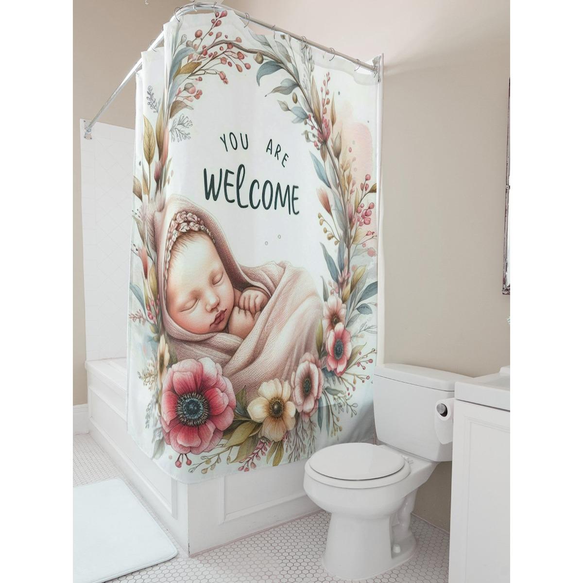 You Are Welcome Baby Shower Curtain For Bathroom Decoration W60H190(CM)-1 Pcs
You Are Welcome Baby Shower Curtain For Bathroom Decoration W60H190(CM)-1 Pcs