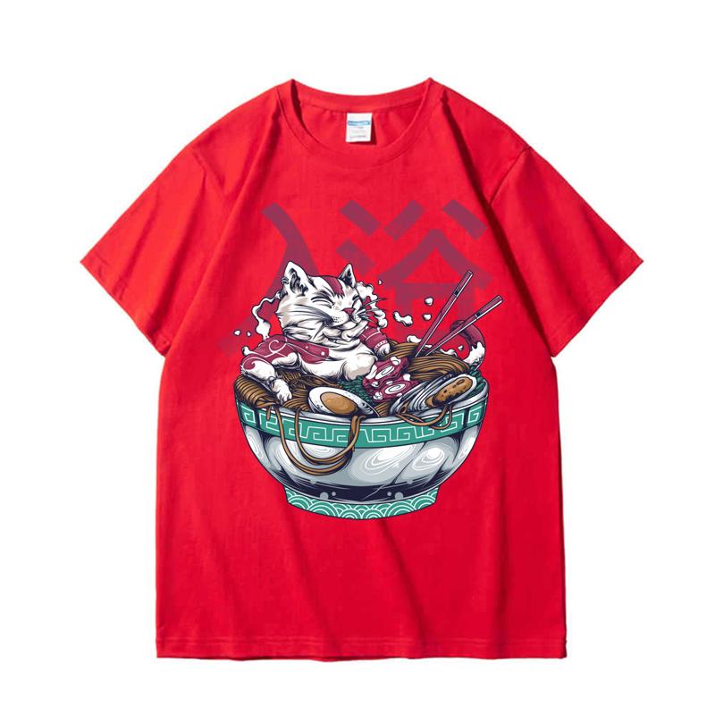 220GSM Тяжелая футболка из 100% хлопка футболка Yakuza Ramen Cat Print Мужская повседневная футболка с круглым вырезом Базовые мужские топы Футболка
220GSM Тяжелая футболка из 100% хлопка футболка Yakuza Ramen Cat Print Мужская повседневная футболка с круглым вырезом Базовые мужские топы Футболка