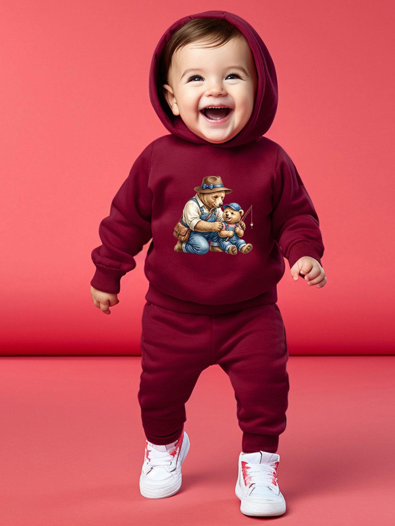 Two-piece Set of Hoodie with Elastic Waist Pants, Parent-child Casual Versatile Outdoor Suit with Bear Fishing Print for Boys 2-3Y бордовий
Two-piece Set of Hoodie with Elastic Waist Pants, Parent-child Casual Versatile Outdoor Suit with Bear Fishing Print for Boys 2-3Y бордовий