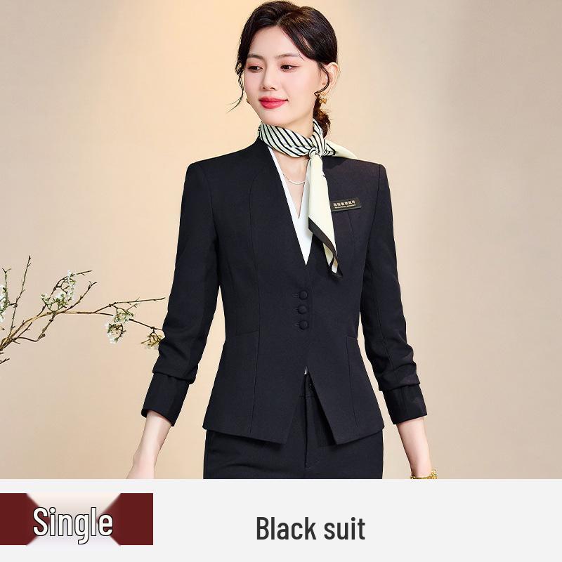 Профессиональный черный костюм для косметологов, администраторов отелей и униформа для офиса обслуживания клиентов S
Профессиональный черный костюм для косметологов, администраторов отелей и униформа для офиса обслуживания клиентов S