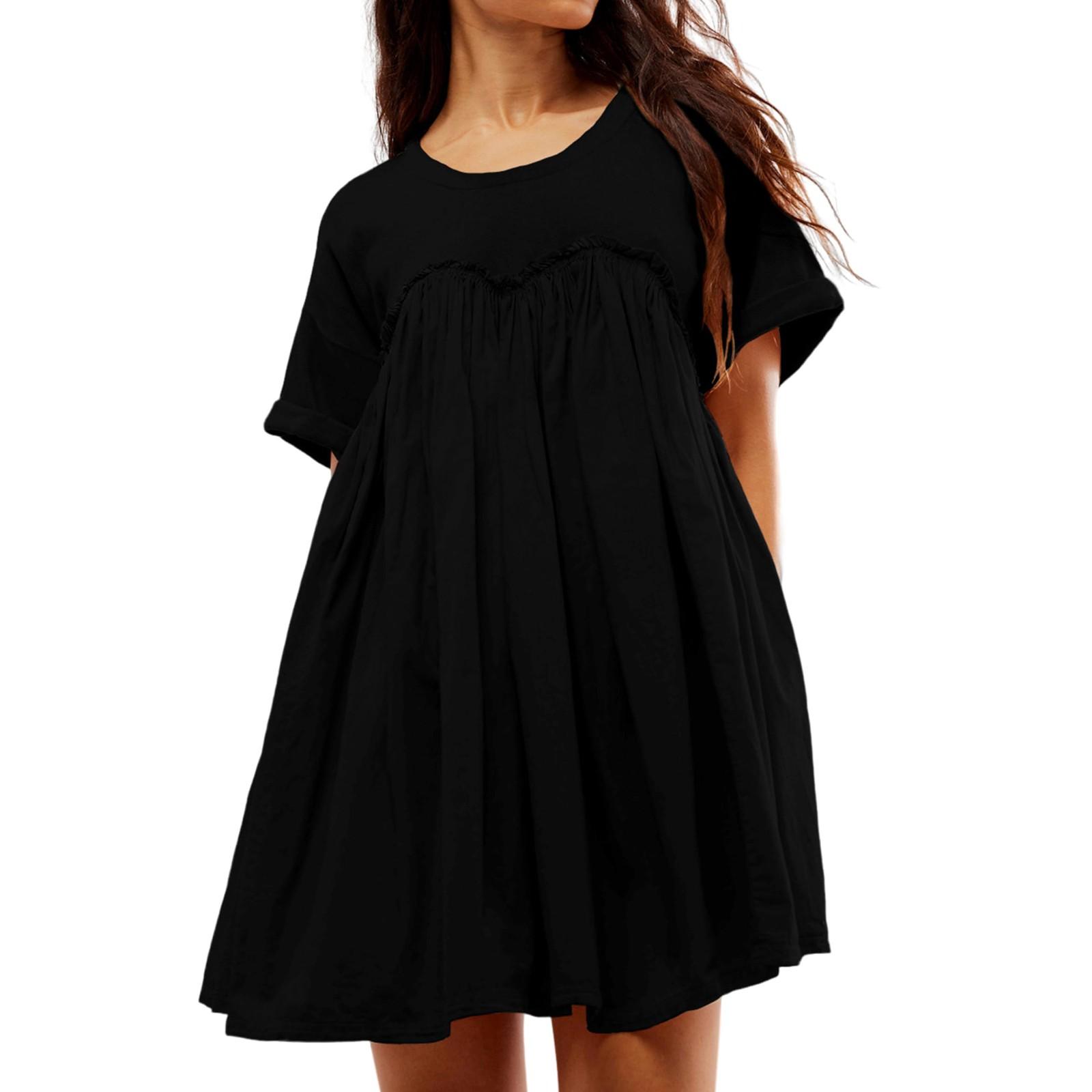 Женское модное плиссированное лоскутное платье с круглым вырезом и короткими рукавами с карманами L чёрный
Женское модное плиссированное лоскутное платье с круглым вырезом и короткими рукавами с карманами L чёрный